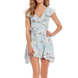 Blue floral free people wrap dress